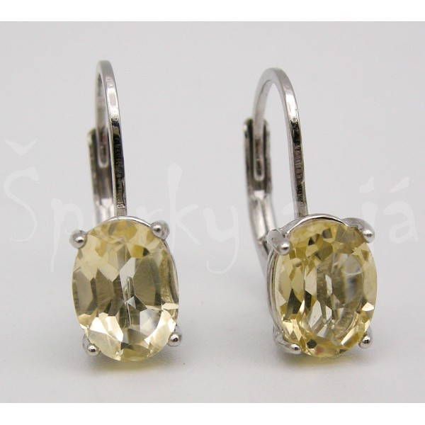 Stříbrné náušnice citrín ovál Náušnice