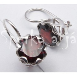 Stříbrné náušnice granát kulaté