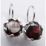 Stříbrné náušnice granát kulaté | SPERKYAJA.CZ
