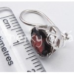 Stříbrné náušnice granát kulaté | SPERKYAJA.CZ