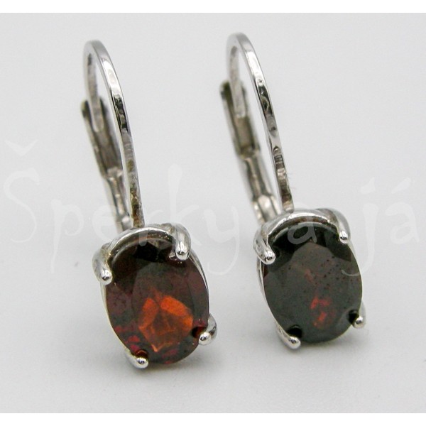 Stříbrné náušnice granát  ovál | SPERKYAJA.CZ