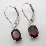 Stříbrné náušnice granát ovál  Náušnice
