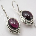 Stříbrné náušnice granát ovál Náušnice