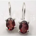 Stříbrné náušnice granát ovál Náušnice