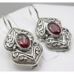 Stříbrné náušnice granát šiška  Náušnice