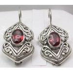 Stříbrné náušnice granát šiška  Náušnice