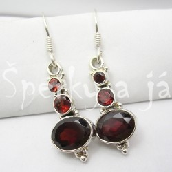 Stříbrné náušnice granát sněhulák Náušnice