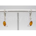 Stříbrné náušnice  jantar měsíc Náušnice