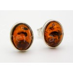 Stříbrné náušnice jantar ovál Náušnice Stříbrné náušnice jantar ovál Náušnice