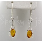 Stříbrné náušnice jantar slza Náušnice