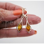 Stříbrné náušnice jantar slza Náušnice