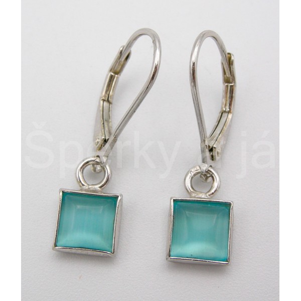 Stříbrné náušnice kočičí oko čtverec Náušnice