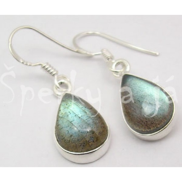  Stříbrné náušnice labradorit kapka Náušnice