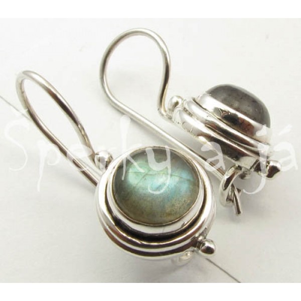 Stříbrné náušnice labradorit kulaté Náušnice