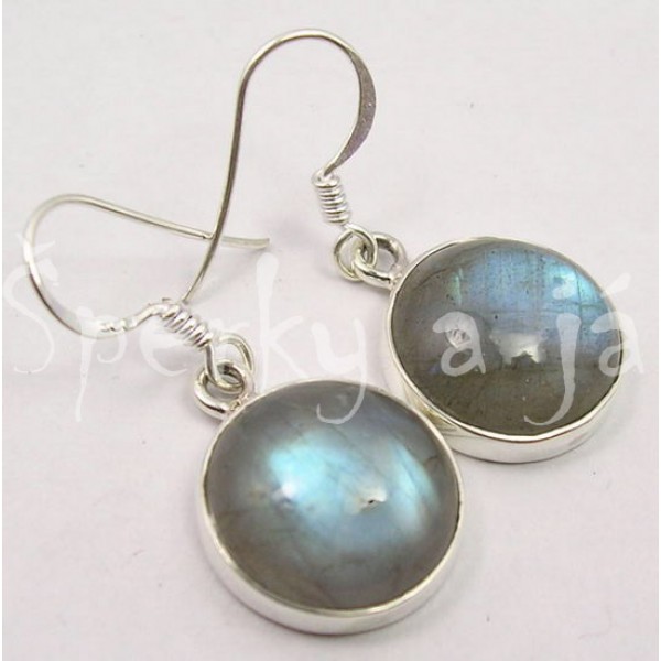  Stříbrné náušnice labradorit kulaté velké Náušnice
