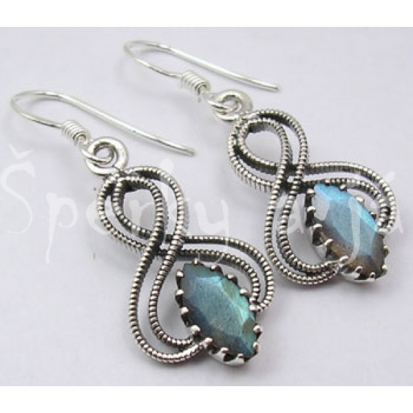  Stříbrné náušnice labradorit osmička | SPERKYAJA.CZ