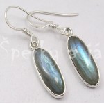 Stříbrné náušnice labradorit ovál dlouhý Náušnice