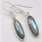 Stříbrné náušnice labradorit ovál dlouhý Náušnice