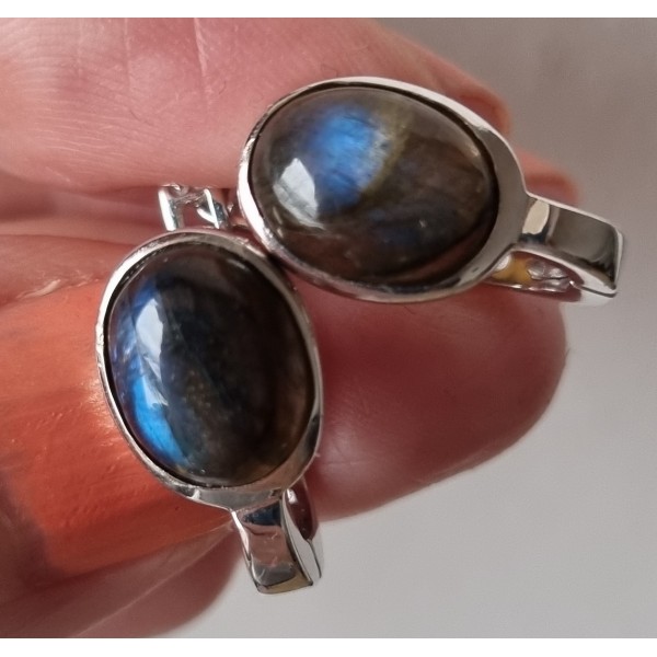  Stříbrné náušnice labradorit ovál  | SPERKYAJA.CZ