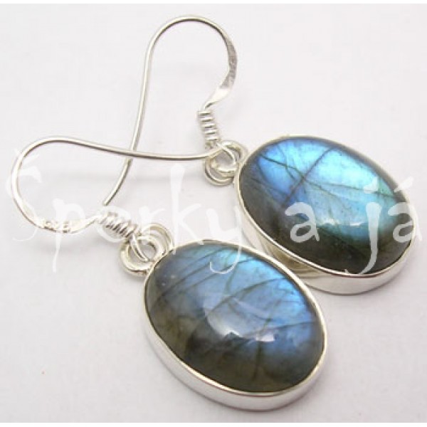  Stříbrné náušnice labradorit ovál velký Náušnice