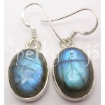  Stříbrné náušnice labradorit ovál velký Náušnice