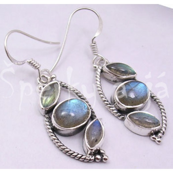  Stříbrné náušnice labradorit vlnka | SPERKYAJA.CZ