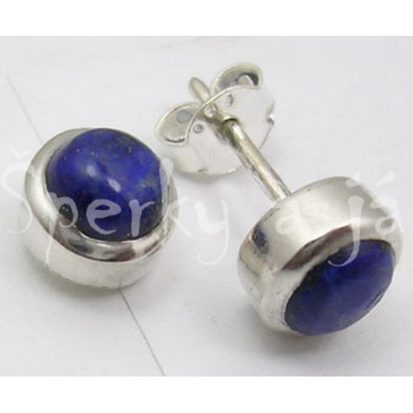 Stříbrné náušnice lapis lazuli kulaté Náušnice