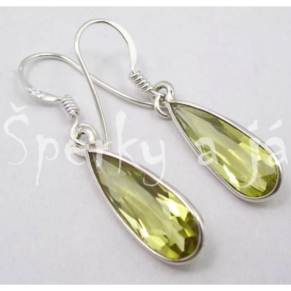 Stříbrné náušnice lemon citrín dlouhá kapka Náušnice