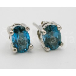 Stříbrné náušnice London topaz ovál