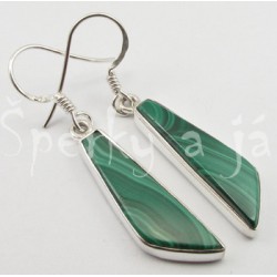 Stříbrné náušnice malachit kosodélník Náušnice