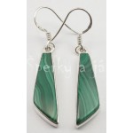 Stříbrné náušnice malachit kosodélník Náušnice