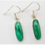 Stříbrné náušnice malachit ovál velký Náušnice