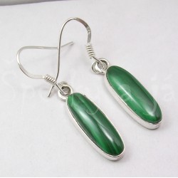 Stříbrné náušnice malachit ovál velký Náušnice