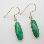 Stříbrné náušnice malachit ovál velký Náušnice