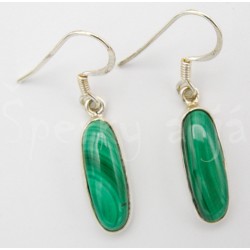 Stříbrné náušnice malachit ovál velký Náušnice