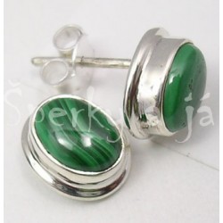 Stříbrné náušnice malachit ovál Náušnice