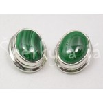 Stříbrné náušnice malachit ovál Náušnice