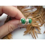 Stříbrné náušnice malachit ovál Náušnice