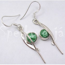 Stříbrné náušnice malachit tyčinka Náušnice