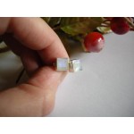 Stříbrné náušnice měsíční kámen čtverec Náušnice