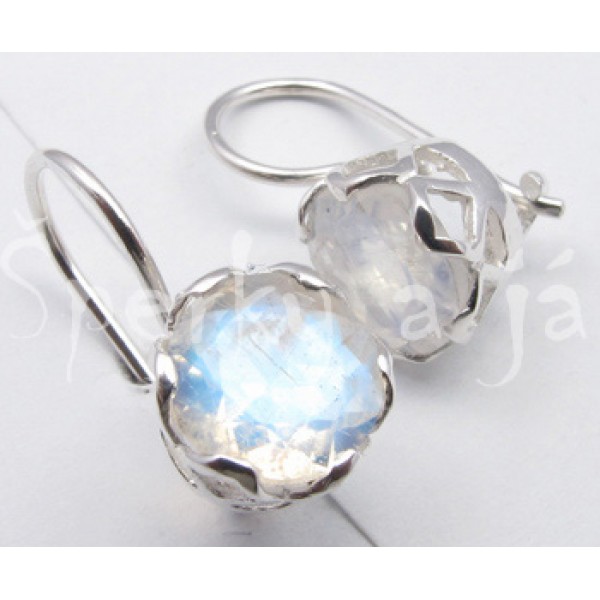 Stříbrné náušnice měsíční kámen kulaté Náušnice