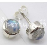 Stříbrné náušnice měsíční kámen kulaté Náušnice