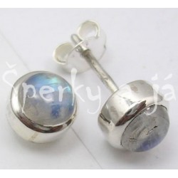 Stříbrné náušnice měsíční kámen kulaté Náušnice