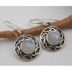 Stříbrné náušnice měsíční kámen kulaté Náušnice