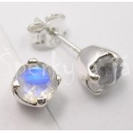 Stříbrné náušnice měsíční kámen kulaté Náušnice