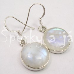 Stříbrné náušnice měsíční kámen kulaté velké Náušnice