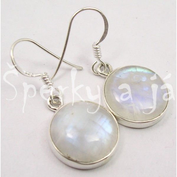 Stříbrné náušnice měsíční kámen kulaté velké Náušnice