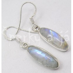 Stříbrné náušnice měsíční kámen ovál dlouhý Náušnice