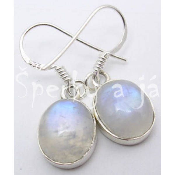 Stříbrné náušnice měsíční kámen ovál střední Náušnice
