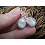 Stříbrné náušnice měsíční kámen ovál střední Náušnice